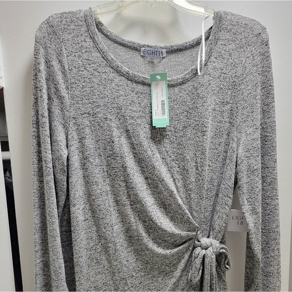 Eight18 Grey Haruko side bow front knit top
